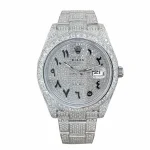 Rolex Datejust 116300 White Gold Diamond Arabic Dial Iced Out Replica